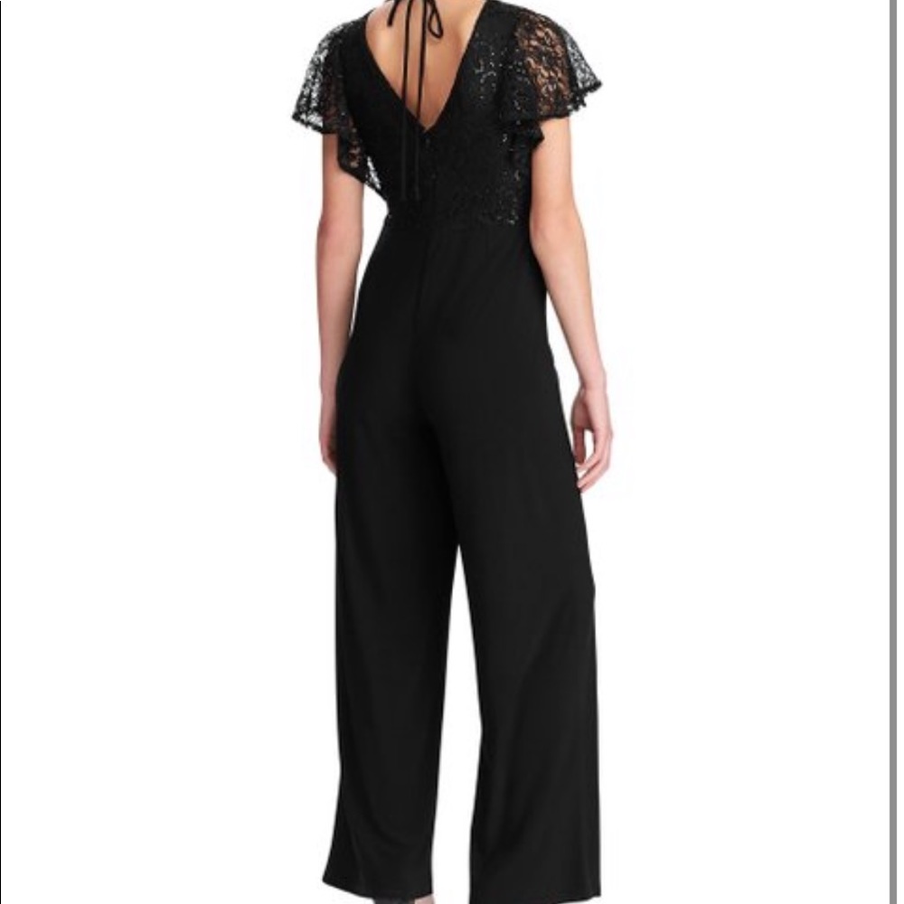 Chaps - Black Sequin Flutter Sleeve Jumpsuit - Si… - image 2